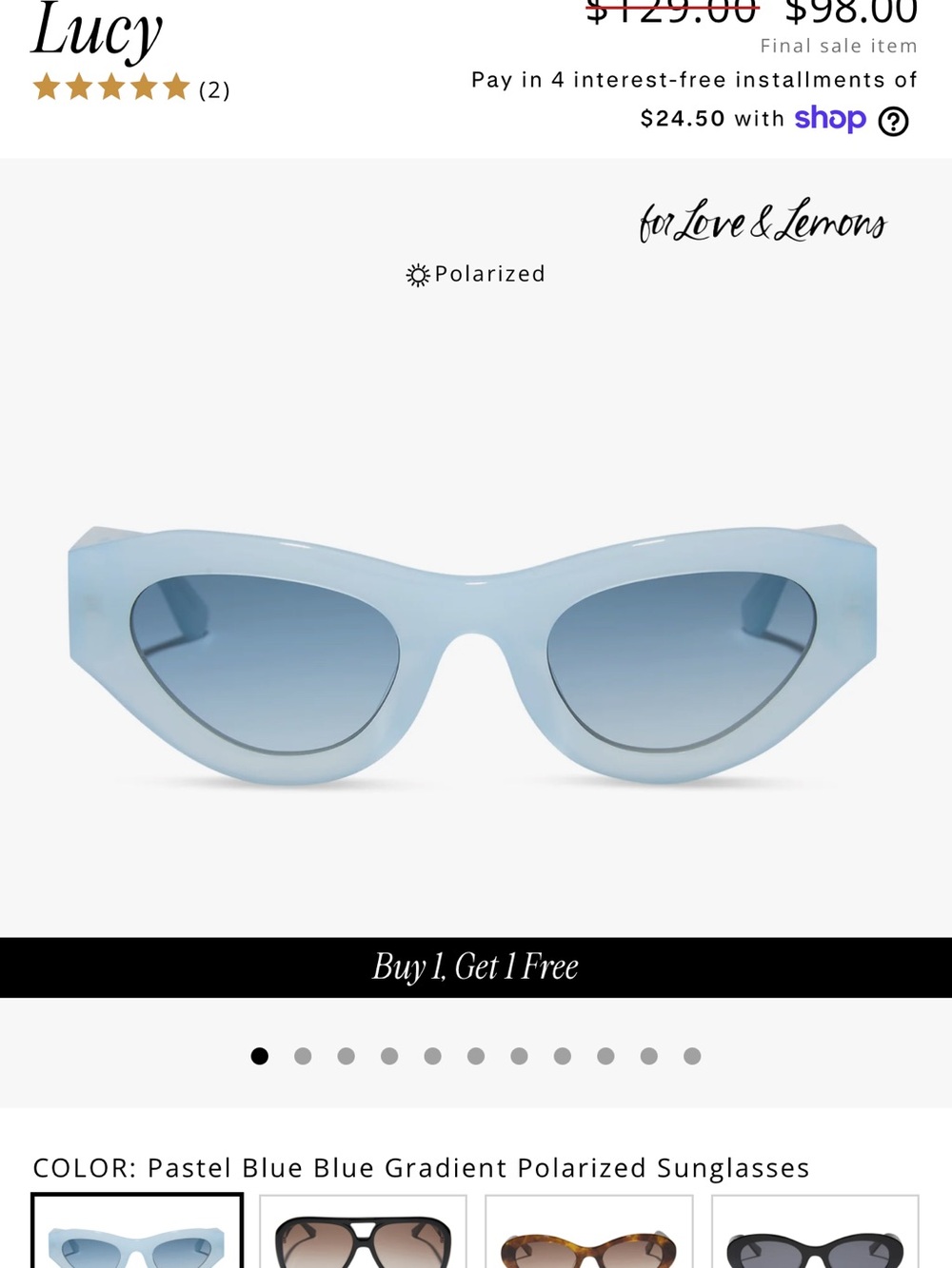 DIFF Eyewear x For Love And Lemons Blue Cat-Eye Sunglasses